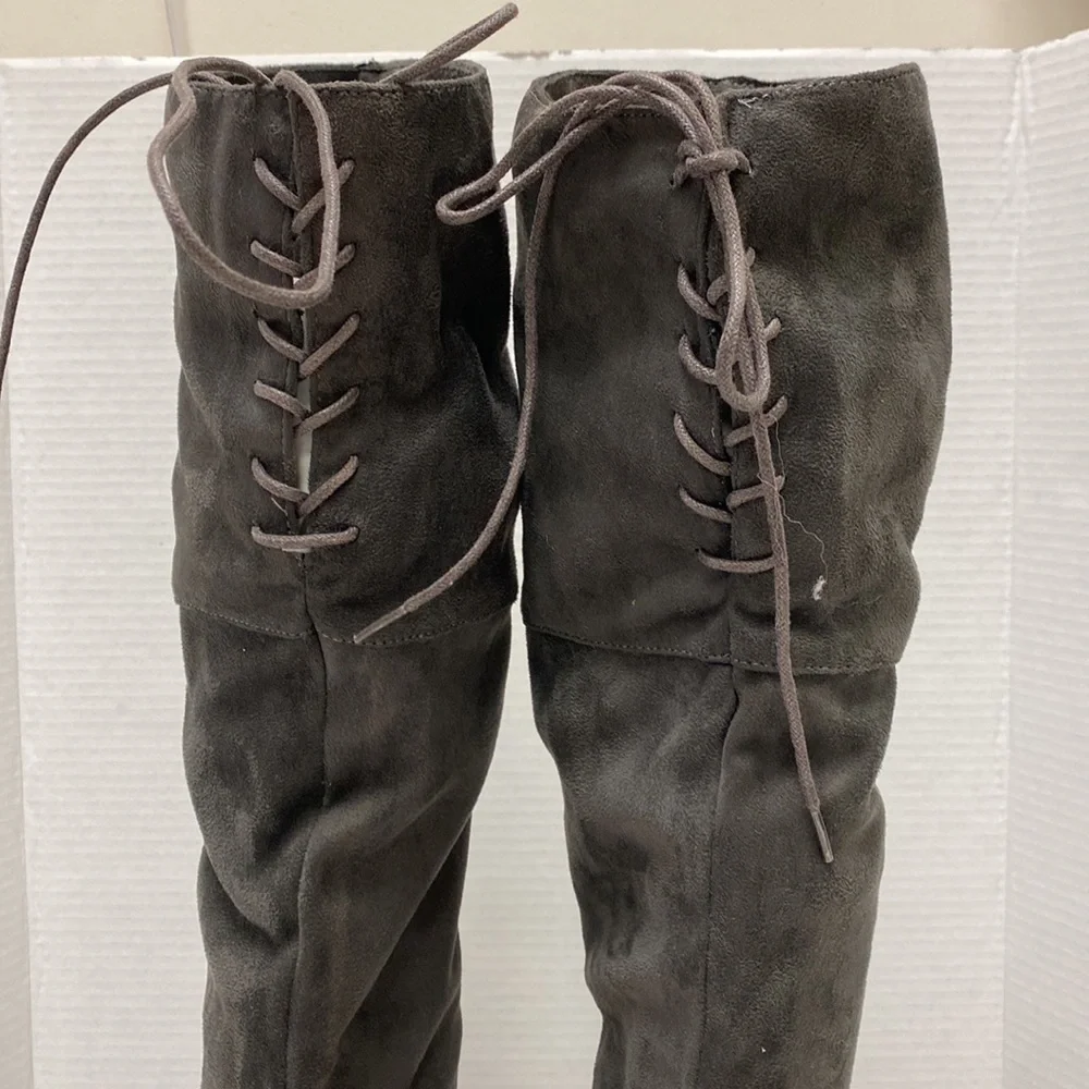 Qupid Charcoal Zinc Women’s Over The Knee Boots